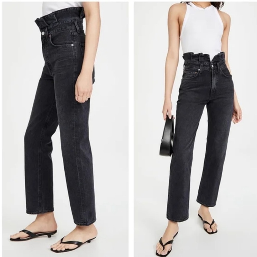 NWT Agolde Lettuce Waistband Reworked High Rise Jeans in Shambles.  G61